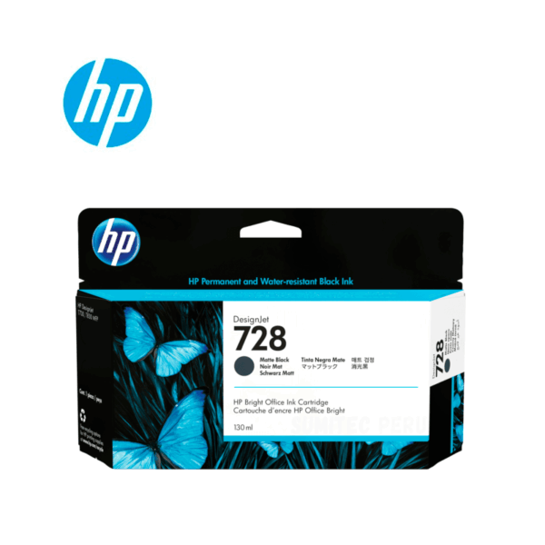 TINTA HP 3WX25A 728 130ML MATTE BLACK