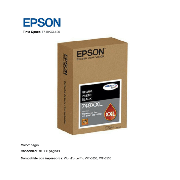 CARTUCHO TINTA EPSON T748XXL120 748XXL NEGRO