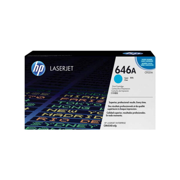 TONER HP CF031A 646A L.J CM4540 CYAN 12.500 PAGINAS